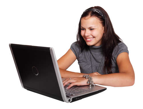 Girl using laptop