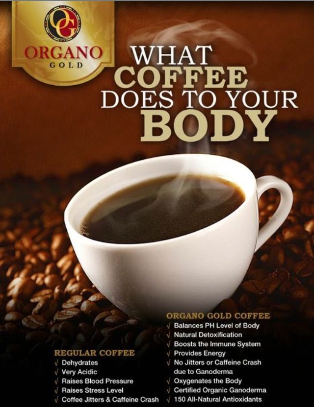 Organo Coffee comparison to regular coffee with coffee picture