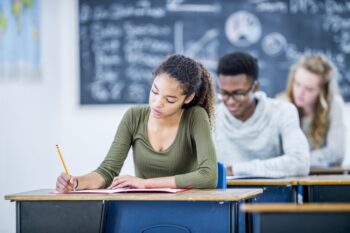 Students taking an exam